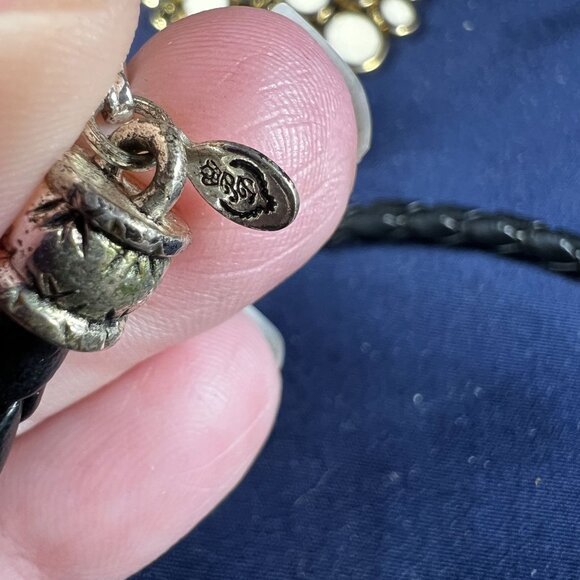 Premier Design Black Braided Necklace With Bead Accents & Gold Circle Pendant Se - Picture 4 of 5